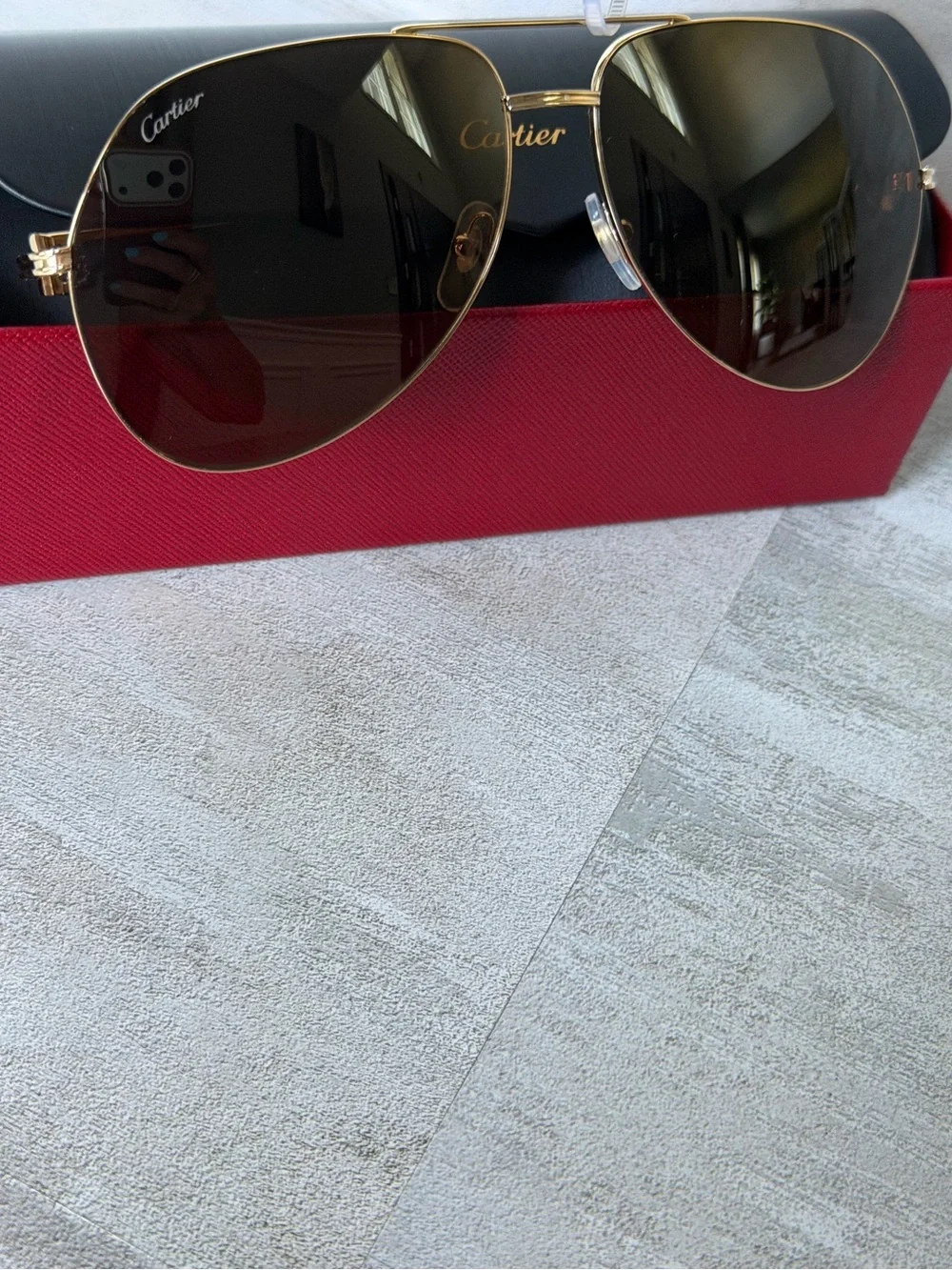 Cartier Première de Cartier CT0110S Aviator Gold Frame Sunglasses NEW $1445
